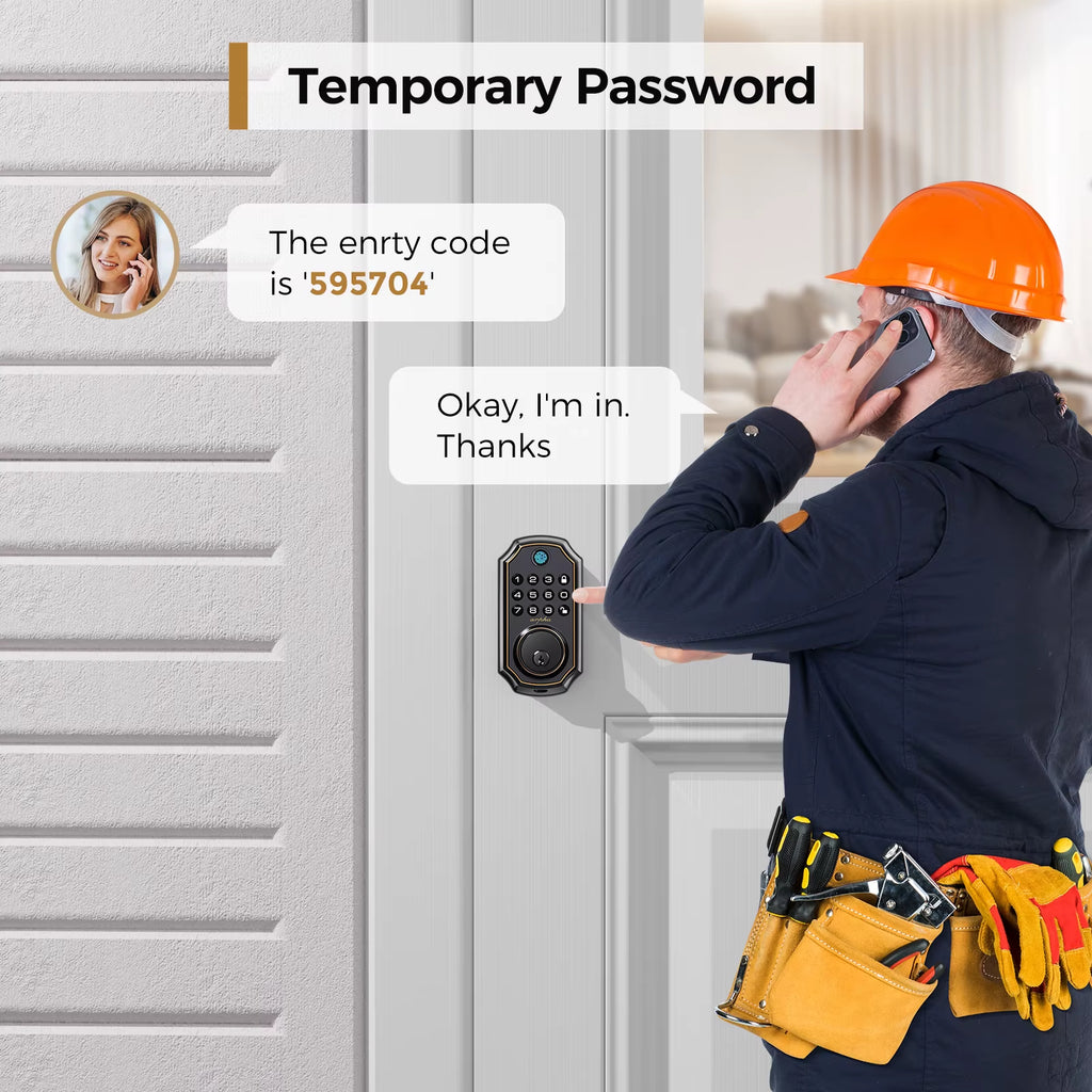 D280 Keyless Entry Door Lock 5-In-1 Smart Fingerprint Deadbolt with Keypad Electronic Deadbolt Auto-Lock One Touch Lock