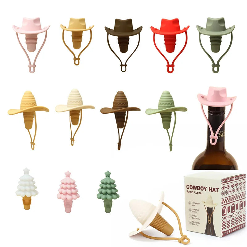 Creative Cowboy Hat Wine Cork Stopper - Fun Leak-Proof Beverage Sealer for Kitchen & Bar
