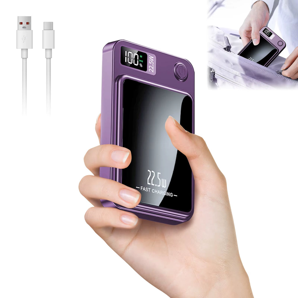 Wireless Power Bank 2-In-1 Magnetic 10000Mah Portable Charger Fast Charging 22.5W LED Power Display for Iphone Xiaomi Samsung