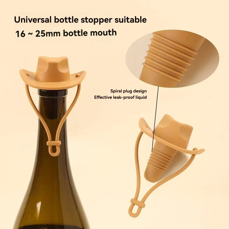 Creative Cowboy Hat Wine Cork Stopper - Fun Leak-Proof Beverage Sealer for Kitchen & Bar