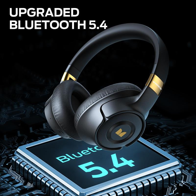Monster Over-Ear Headphones with Pure Bass Sound, Bluetooth 5.4 Active Noise Cancelling Headphones, up to 60H Battery Life and Speed Charge, Lightweight, Comfortable and Foldable Design (Black & White)