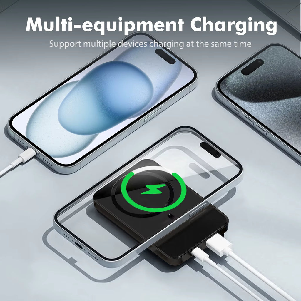 Wireless Power Bank 2-In-1 Magnetic 10000Mah Portable Charger Fast Charging 22.5W LED Power Display for Iphone Xiaomi Samsung