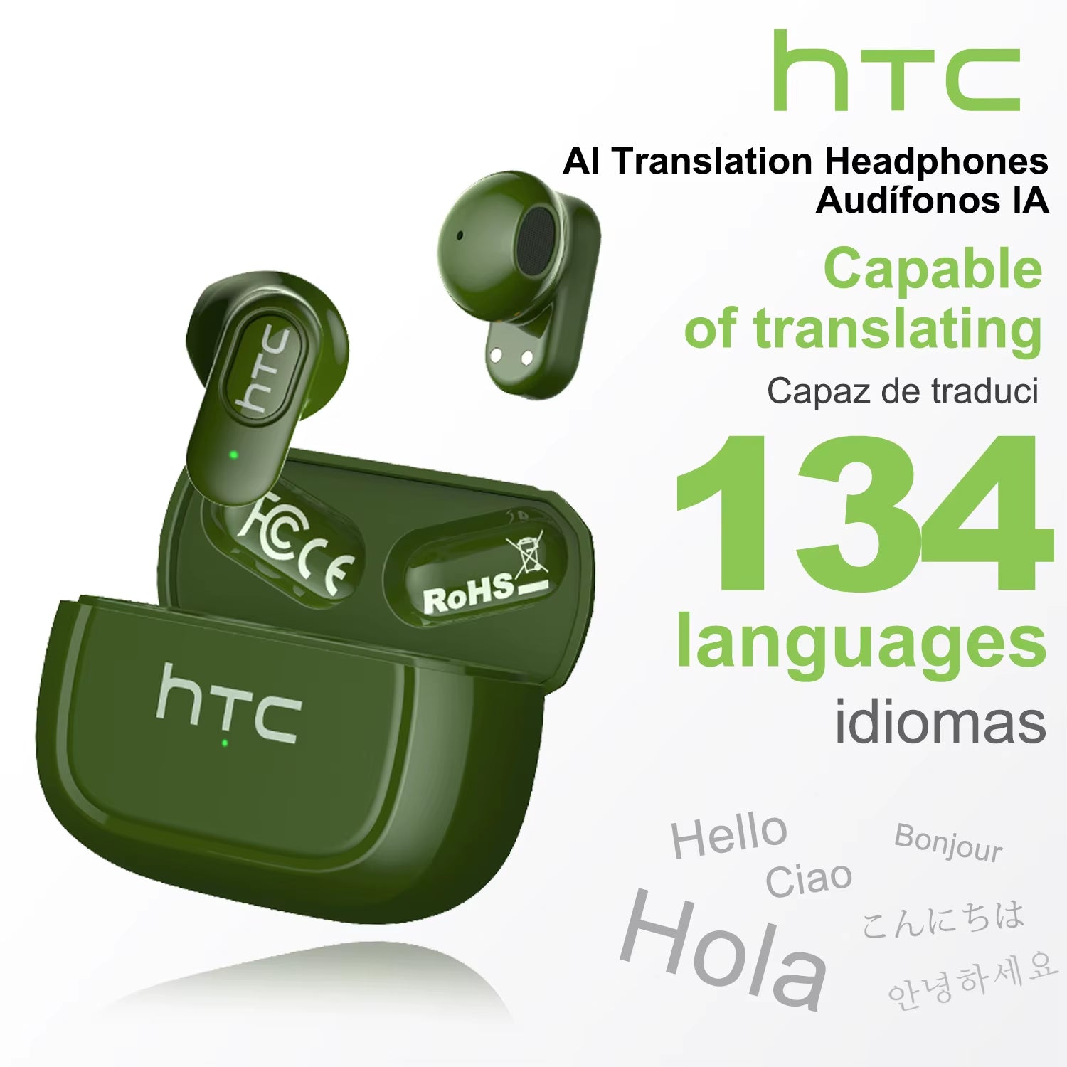 NE51 Bluetooth Earphones TWS Sport Wireless Headphones Long Life with Mic In-Ear Earbuds AI Translator Earbuds