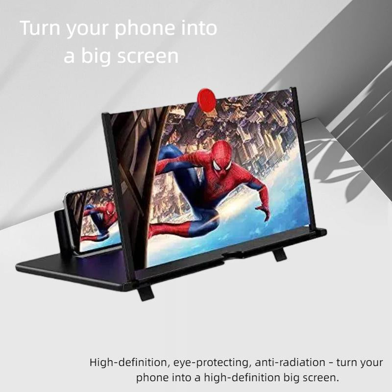 12” 3D HD Phone Screen Magnifier – Foldable Smartphone Screen Amplifier Stand for Movies, Videos & Eye Protection (No Battery Required)