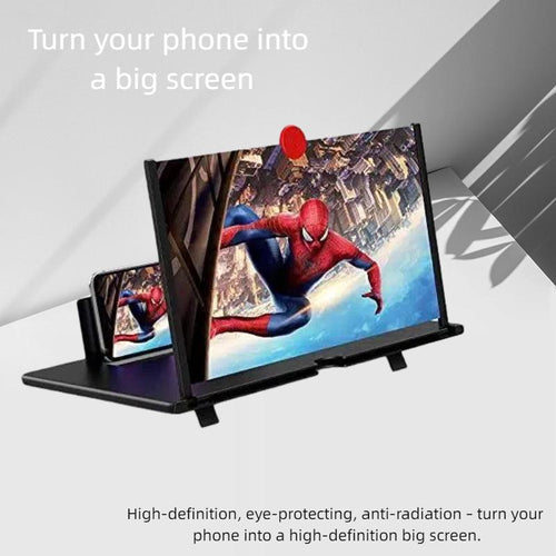 12” 3D HD Phone Screen Magnifier – Foldable Smartphone Screen Amplifier Stand for Movies, Videos & Eye Protection (No Battery Required)