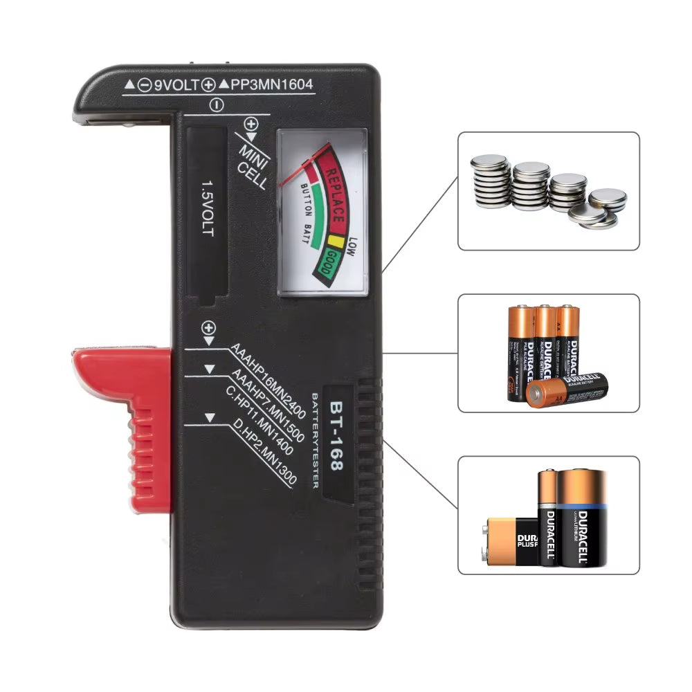 Digital Battery Tester LCD Display AA/AAA/9V/1.5V Button Cell Battery Capacity Check Detector Capacitance Diagnostic Tool