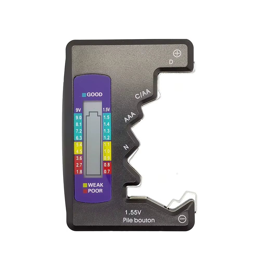 Digital Battery Tester LCD Display AA/AAA/9V/1.5V Button Cell Battery Capacity Check Detector Capacitance Diagnostic Tool