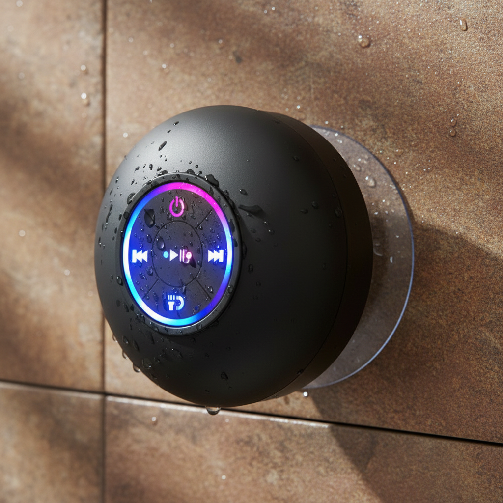 Black Speaker on Brown Stone Tile