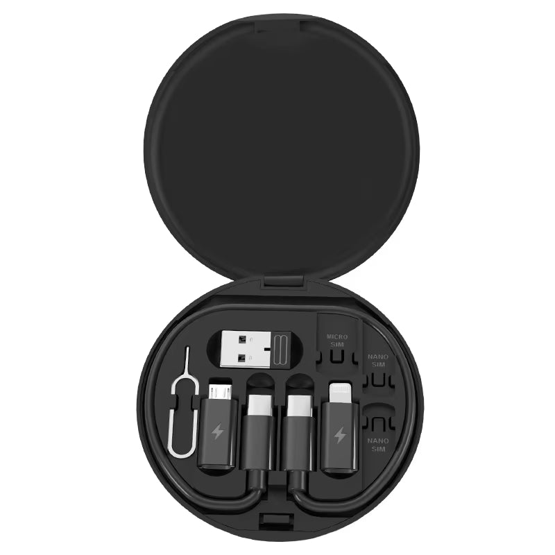 6-in-1 Multi USB Cable Kit – 60W USB-C to USB-C Fast Charging Adapter Set with USB-A & Type-C to Micro USB, USB-C & Lightning Connectors