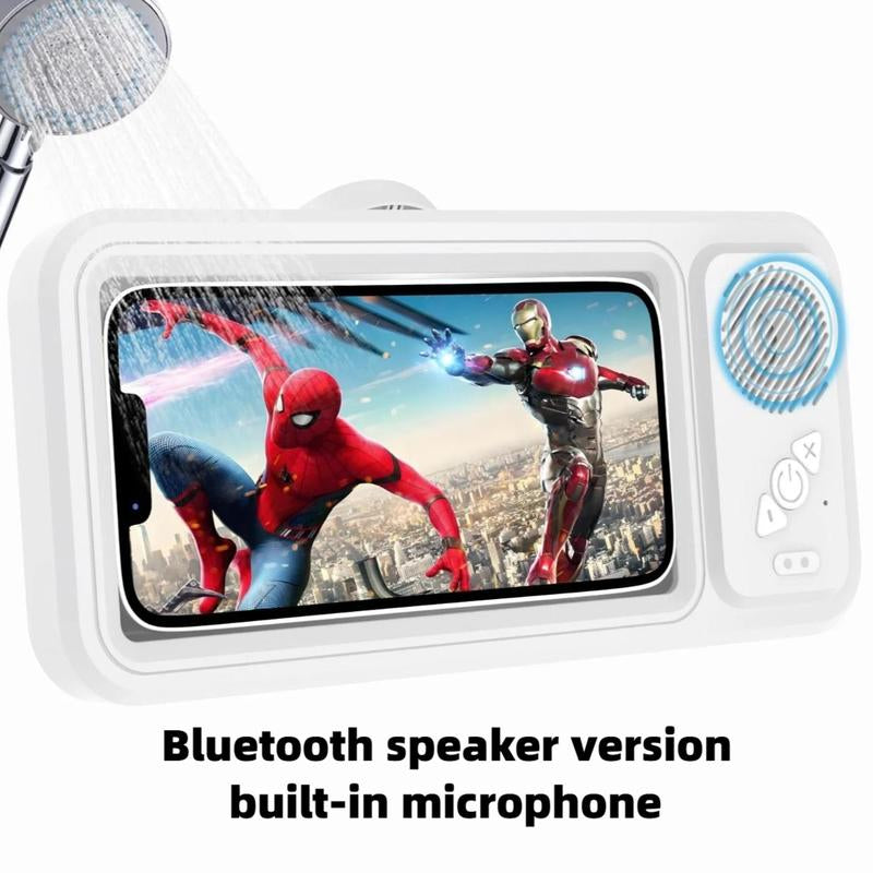 Bathroom Shower Waterproof Phone Holder Bluetooth Speaker 360°Rotation Touch Screen Mobile Phone Box Watch Movie Listening Music