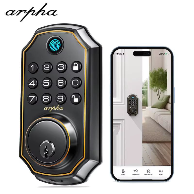 D280 Keyless Entry Door Lock 5-In-1 Smart Fingerprint Deadbolt with Keypad Electronic Deadbolt Auto-Lock One Touch Lock
