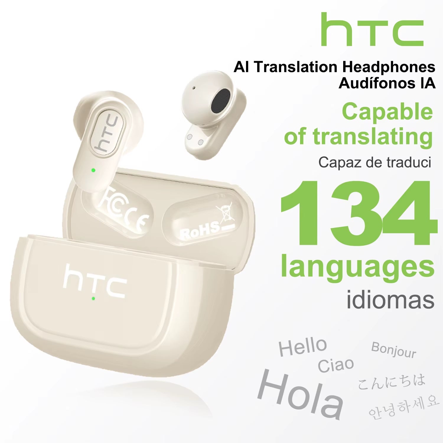 NE51 Bluetooth Earphones TWS Sport Wireless Headphones Long Life with Mic In-Ear Earbuds AI Translator Earbuds