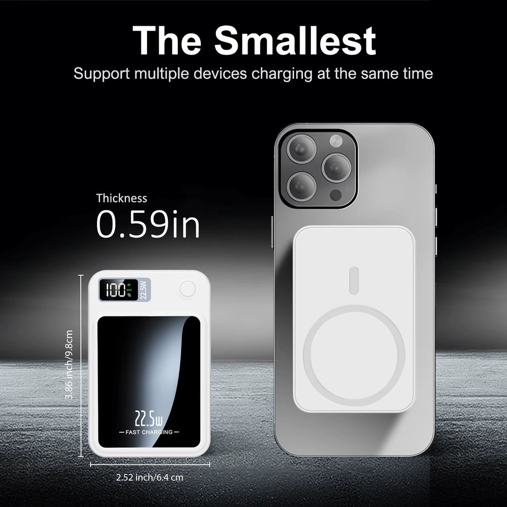 Wireless Power Bank 2-In-1 Magnetic 10000Mah Portable Charger Fast Charging 22.5W LED Power Display for Iphone Xiaomi Samsung
