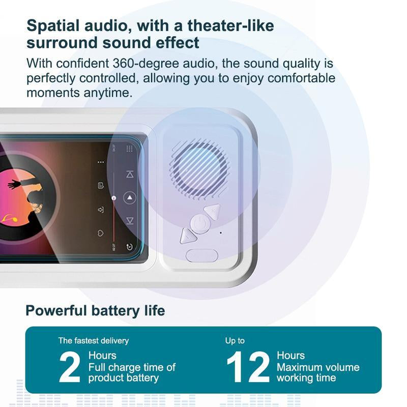 Bathroom Shower Waterproof Phone Holder Bluetooth Speaker 360°Rotation Touch Screen Mobile Phone Box Watch Movie Listening Music