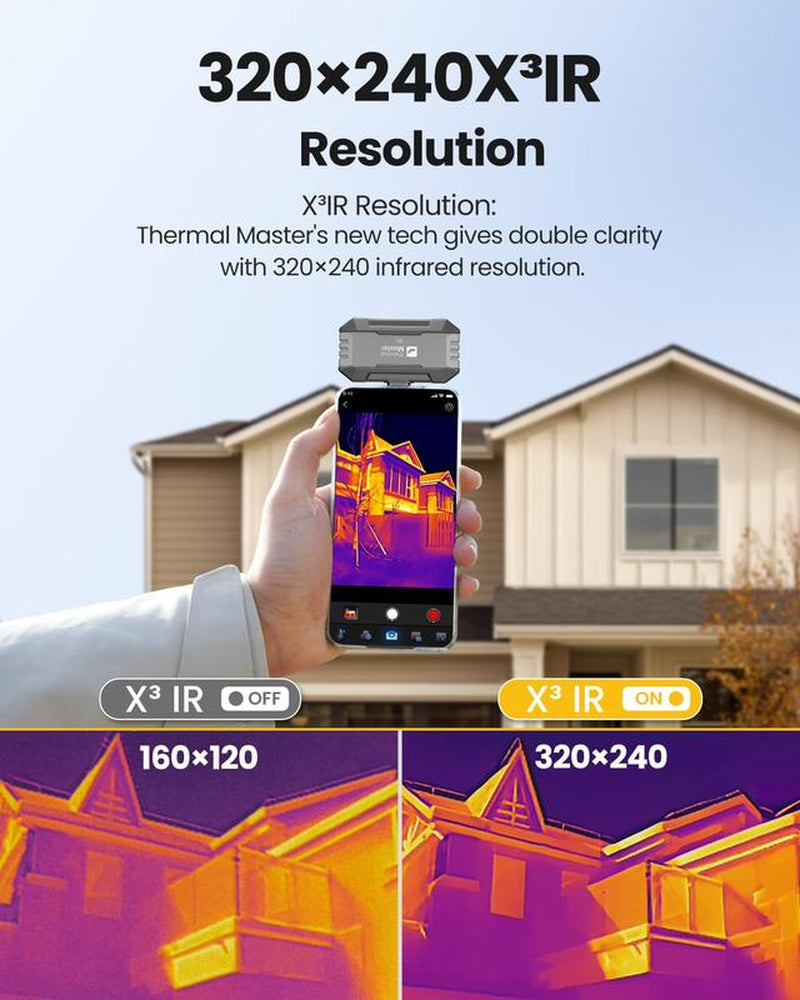 Thermal Camera for USB-C Iphone and Android, P1 Thermal Imaging Camera with 320×240 X³ IR Resolution, -4℉ to 1112℉, 160×120 Infrared Camera (Ios and Android)